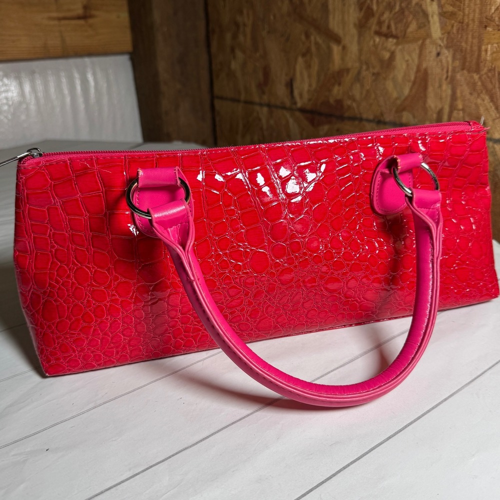 Primeware Insulated Wine Clutch Hot Pink Faux Leather Crocodile Party‎ Tote Bag